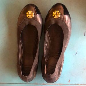 Tory Burch Caroline Black Leather Flats size 7